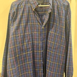 Van Heusen Men's Blue and Yellow Checkered Shirt